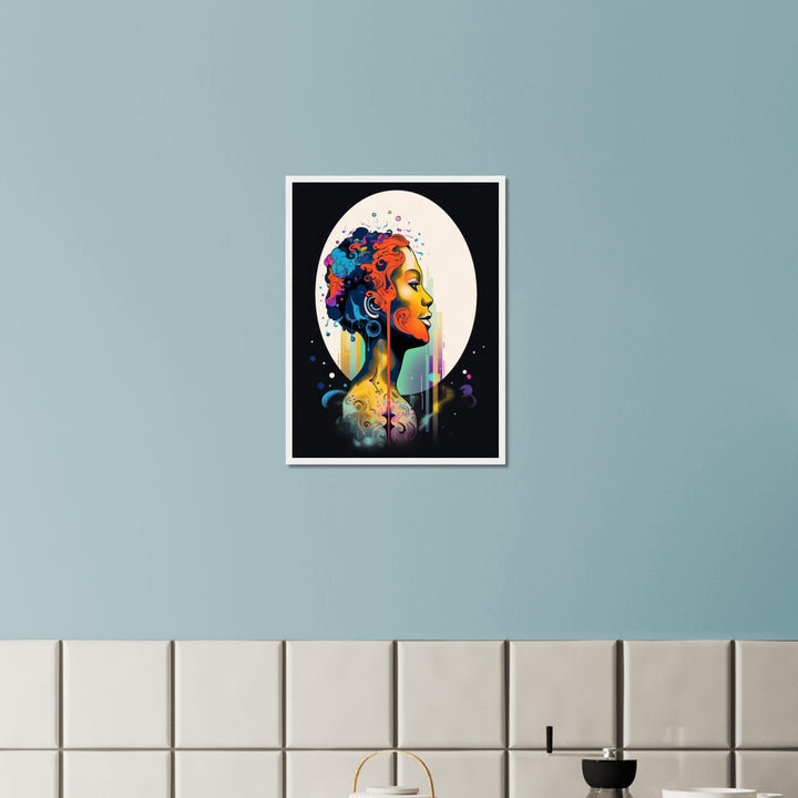 Premium Semi-Glossy Paper Wooden Framed Poster - Colour Art Hair Girl I