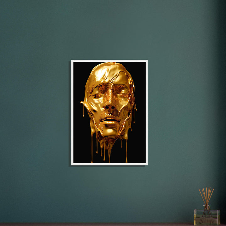 Premium Semi-Glossy Paper Wooden Framed Poster - Gold Face Dripping