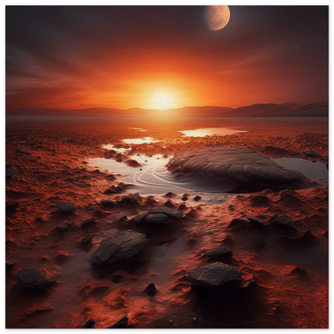 Wood Prints - Sunset on Mars II