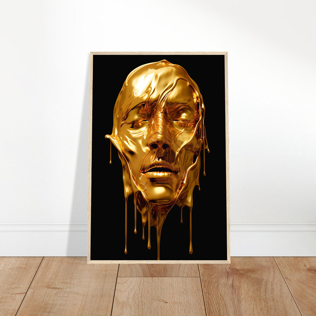 Premium Matte Paper Wooden Framed Poster - Gold Face Dripping