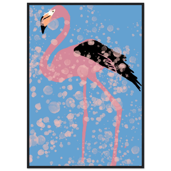 Classic Semi-Glossy Paper Wooden Framed Poster - Pink Flamingo