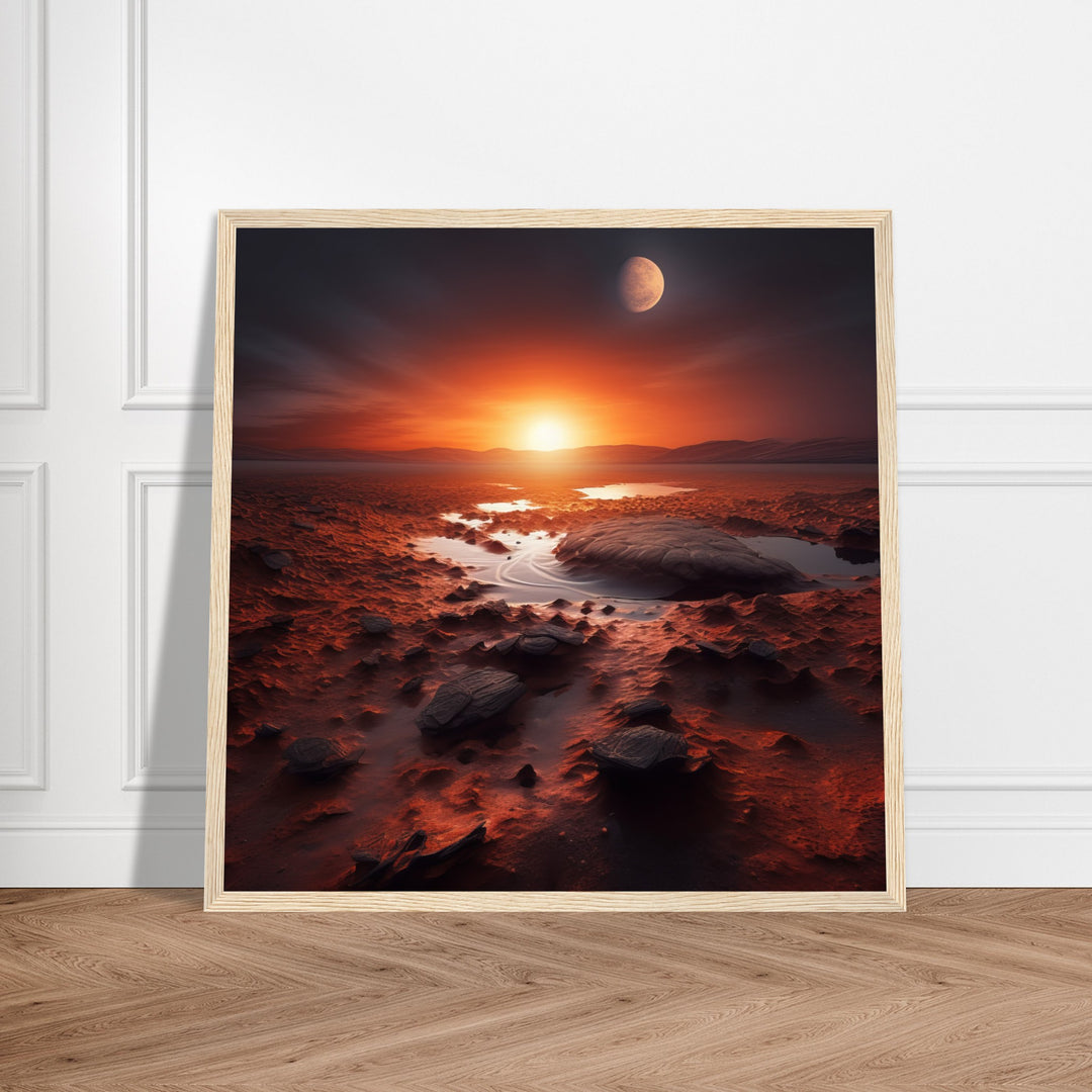 Classic Semi-Glossy Paper Wooden Framed Poster - Sunset on Mars II