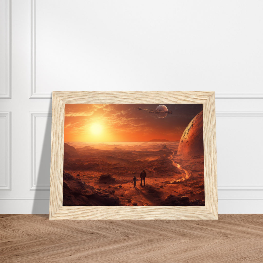 Classic Semi-Glossy Paper Wooden Framed Poster - Sunset on Mars I