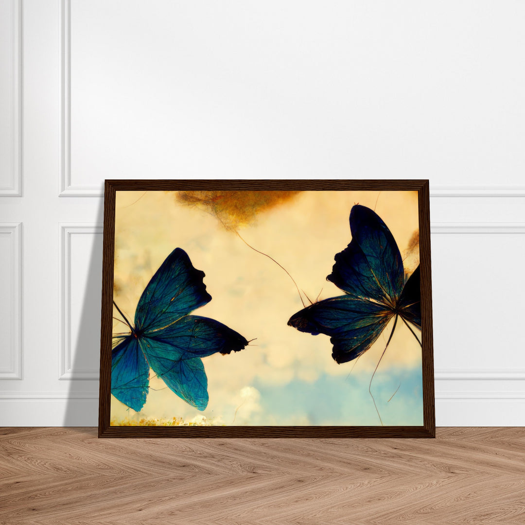 Premium Matte Paper Wooden Framed Poster - Dreaming Butterflies III