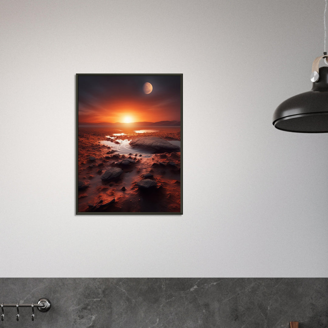 Classic Semi-Glossy Paper Metal Framed Poster - Sunset on Mars II