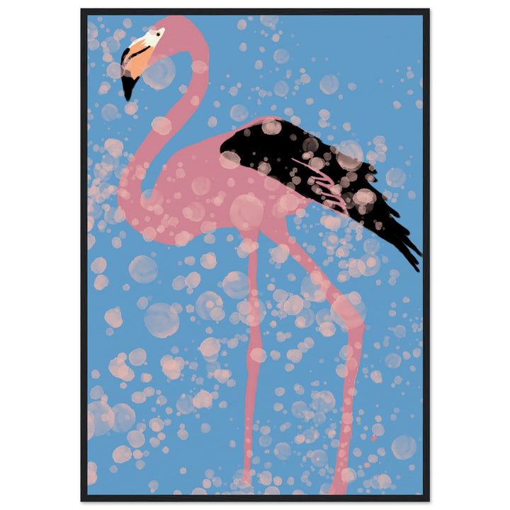 Museum-Quality Matte Paper Wooden Framed Poster - Pink Flamingo