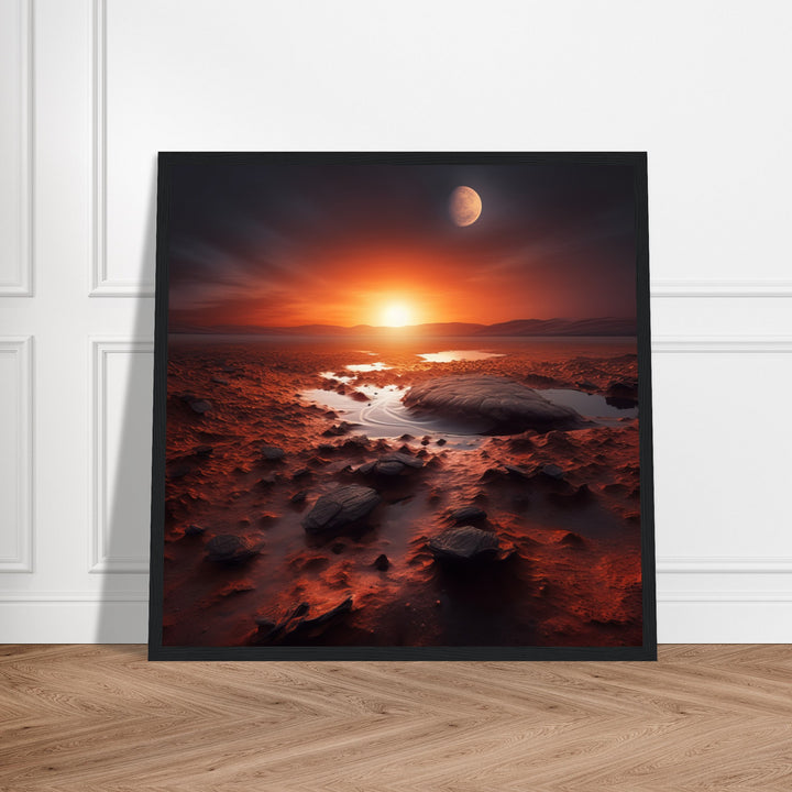 Classic Semi-Glossy Paper Wooden Framed Poster - Sunset on Mars II