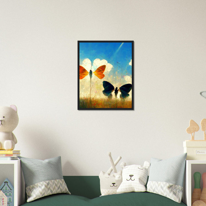 Premium Matte Paper Wooden Framed Poster - Dreaming Butterflies