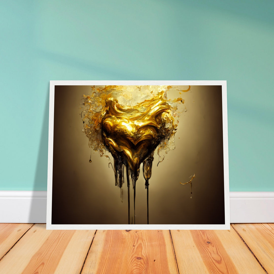 Premium Matte Paper Wooden Framed Poster - Heart of Gold Melted