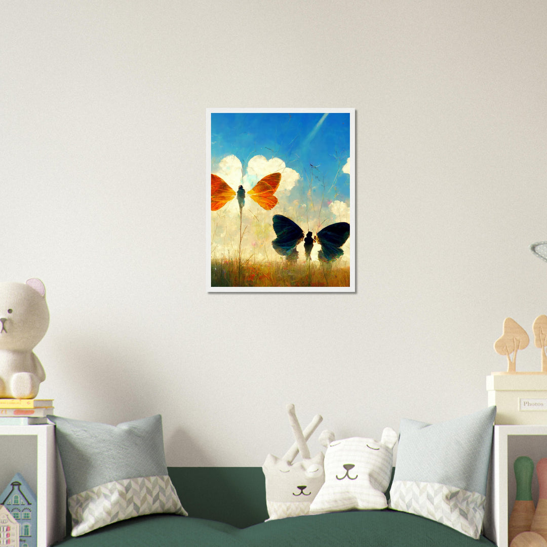 Premium Matte Paper Wooden Framed Poster - Dreaming Butterflies