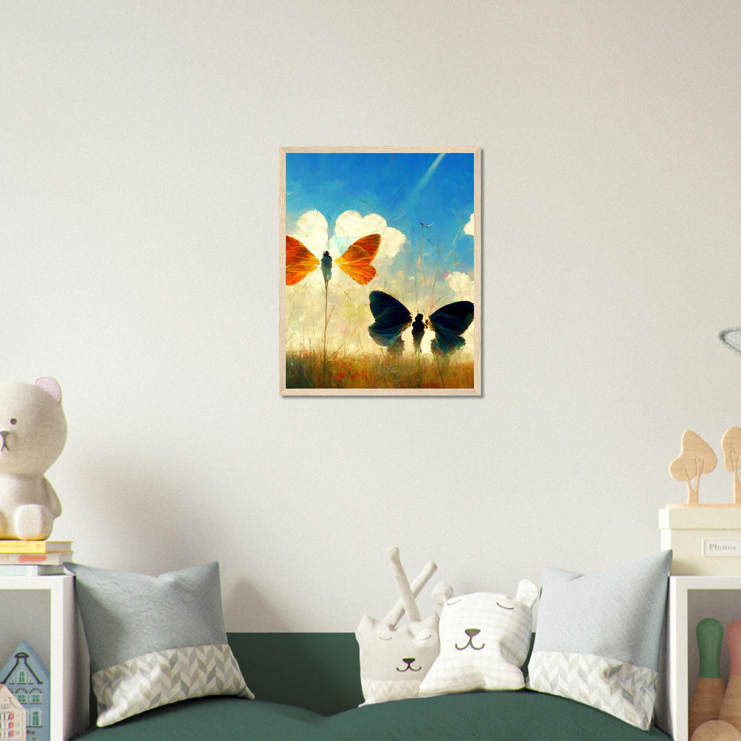 Premium Matte Paper Wooden Framed Poster - Dreaming Butterflies