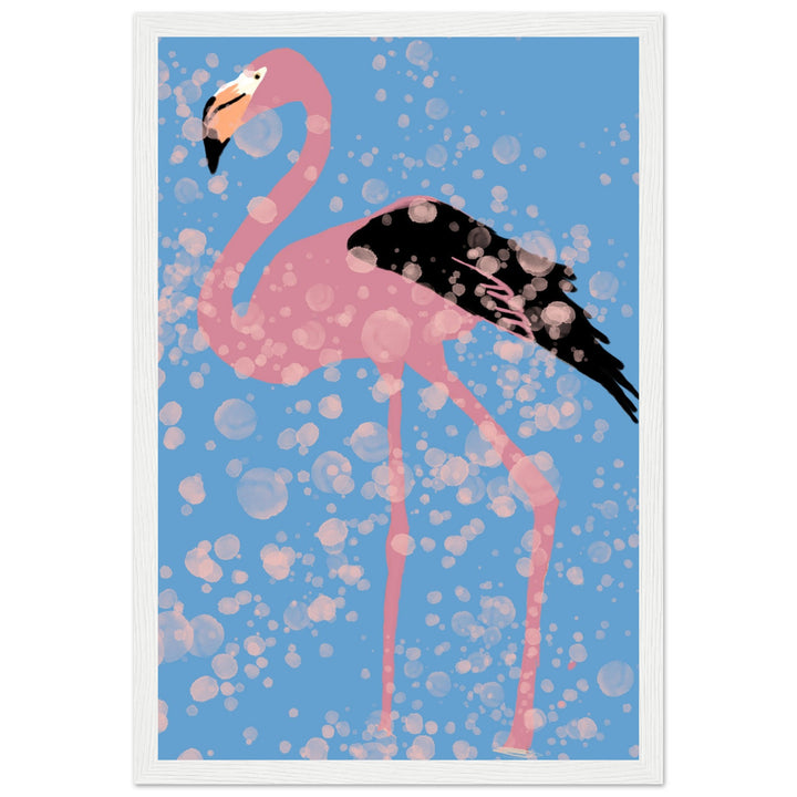 Classic Semi-Glossy Paper Wooden Framed Poster - Pink Flamingo