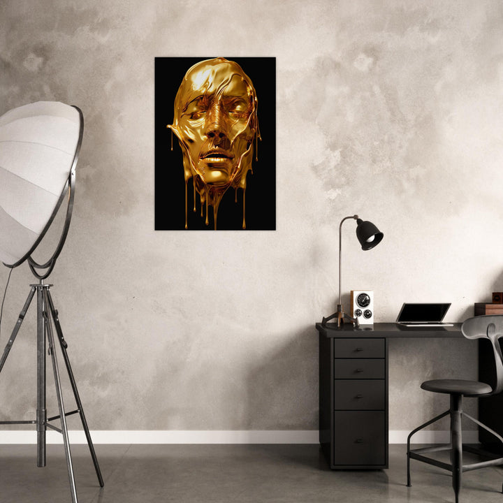 Premium Semi-Glossy Paper Poster - Gold Face Dripping