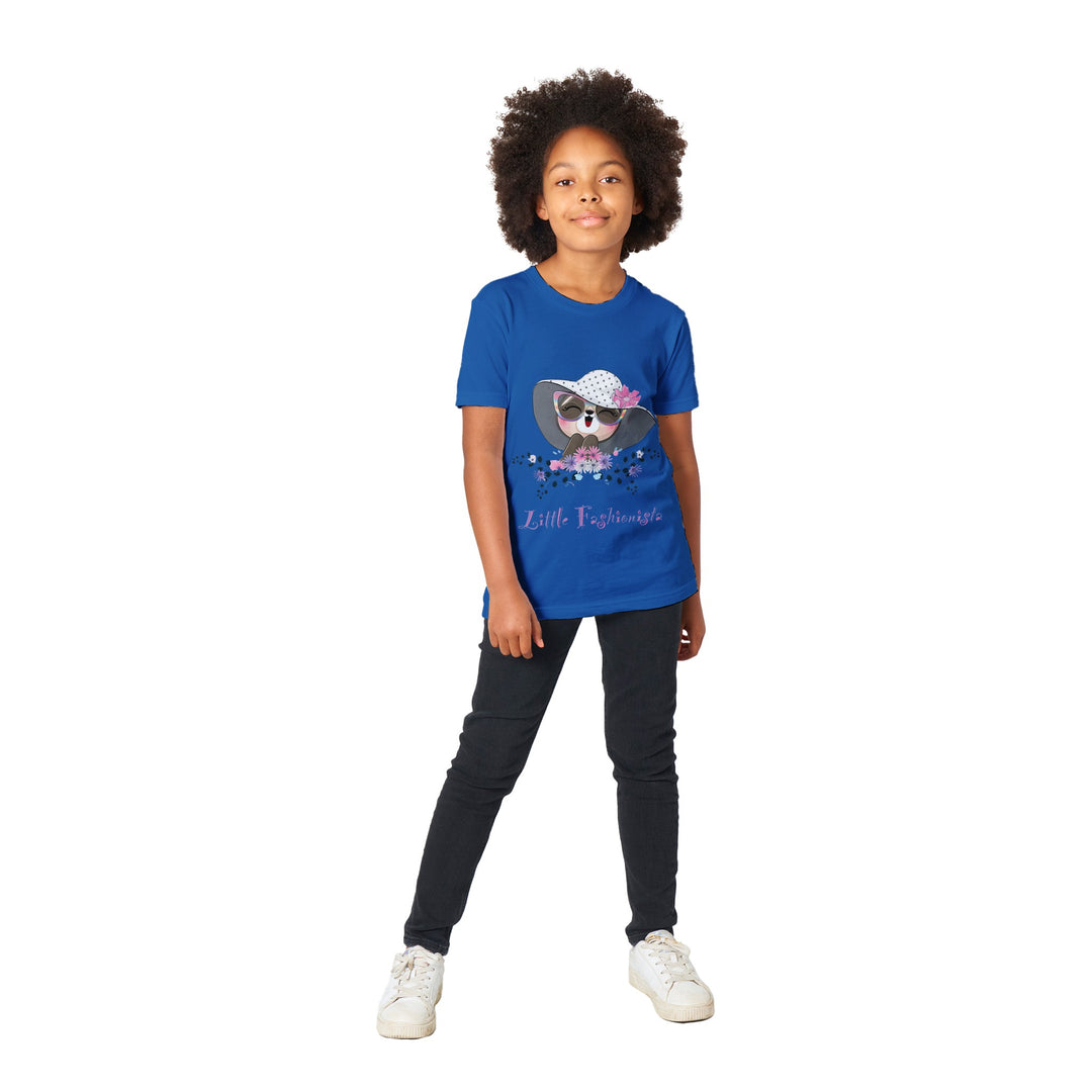 Premium Kids Crewneck T-shirt - Girl "Little Fashionista"