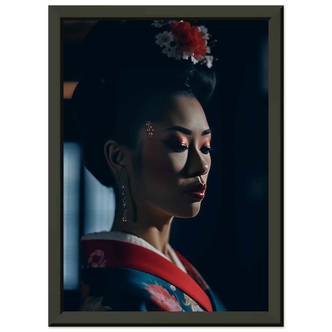 Museum-Quality Matte Paper Metal Framed Poster - Geisha's Solitude