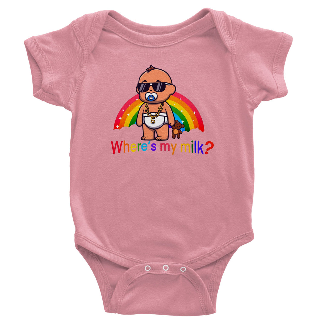 Classic Baby Short Sleeve Bodysuit - Where's My Milk Rainbow