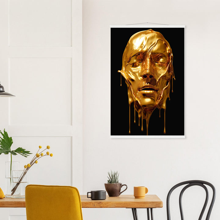 Classic Matte Paper Poster with Hanger - Gold Face Dripping