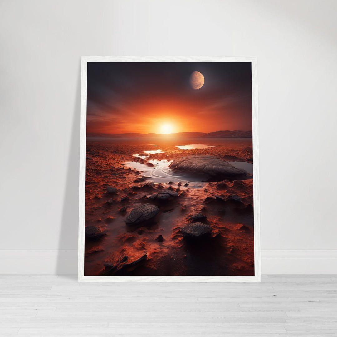 Classic Matte Paper Wooden Framed Poster - Sunset on Mars II