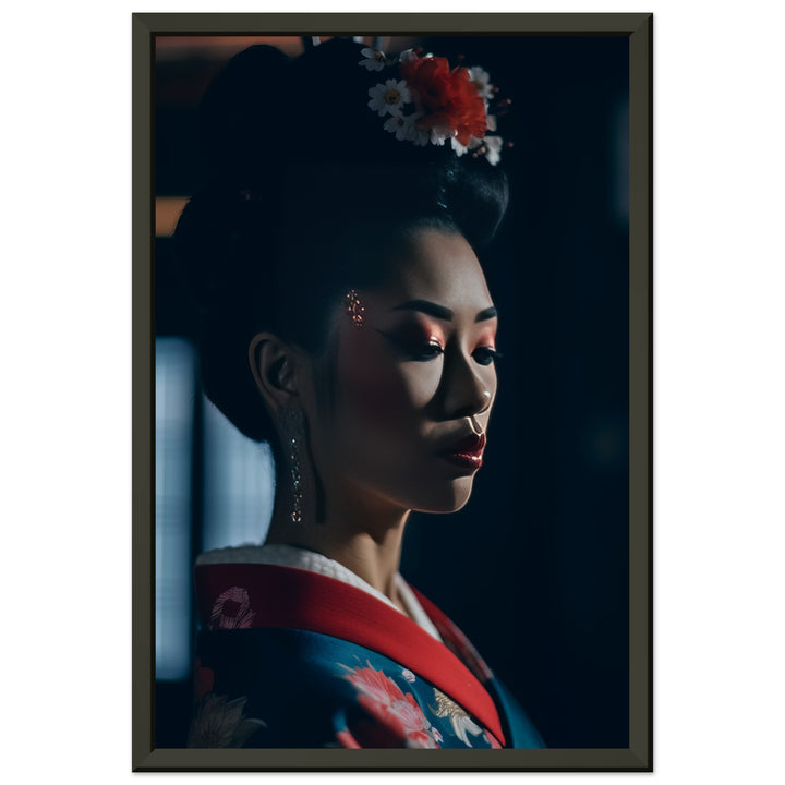 Classic Semi-Glossy Paper Metal Framed Poster - Geisha's Solitude