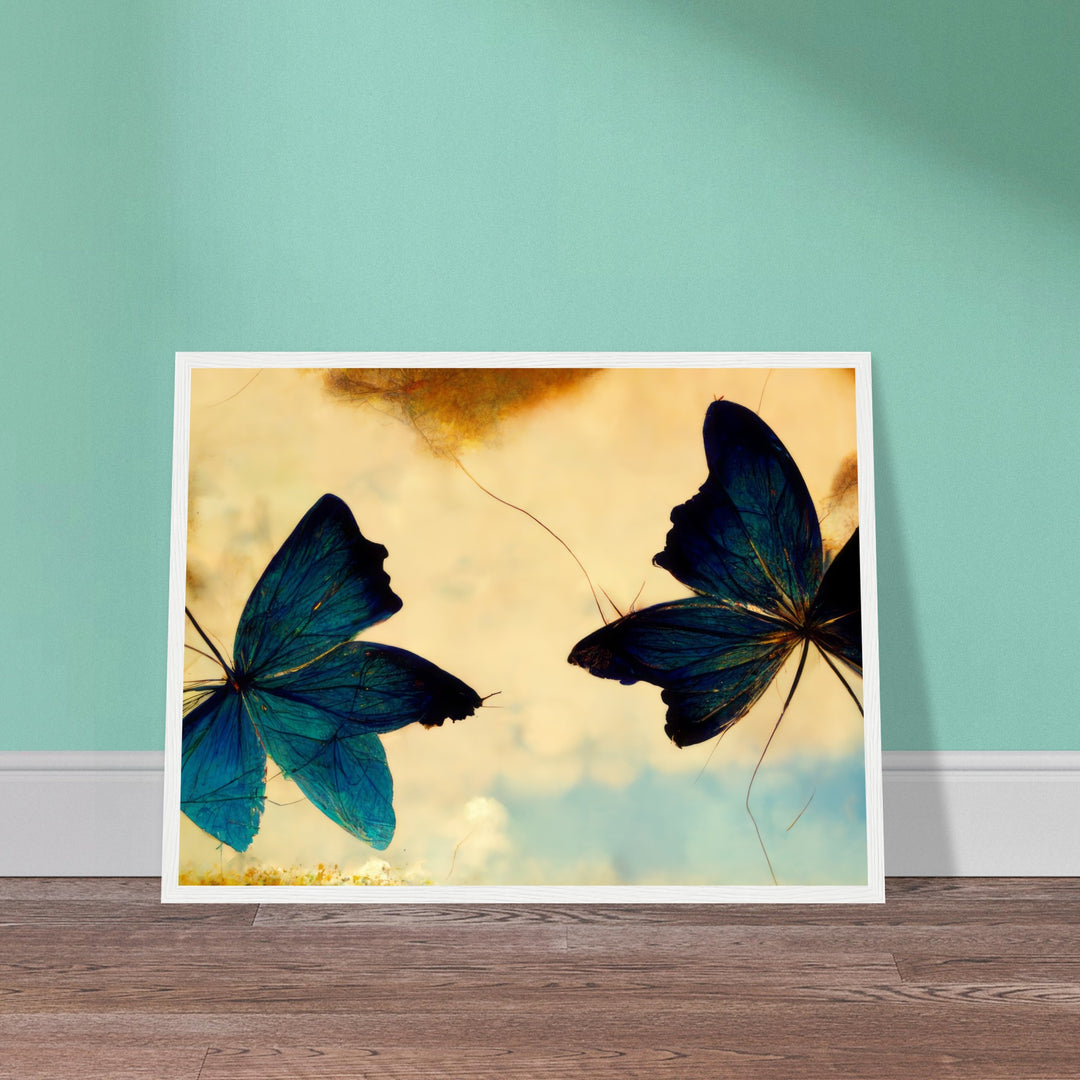 Classic Semi-Glossy Paper Wooden Framed Poster - Dreaming Butterflies III