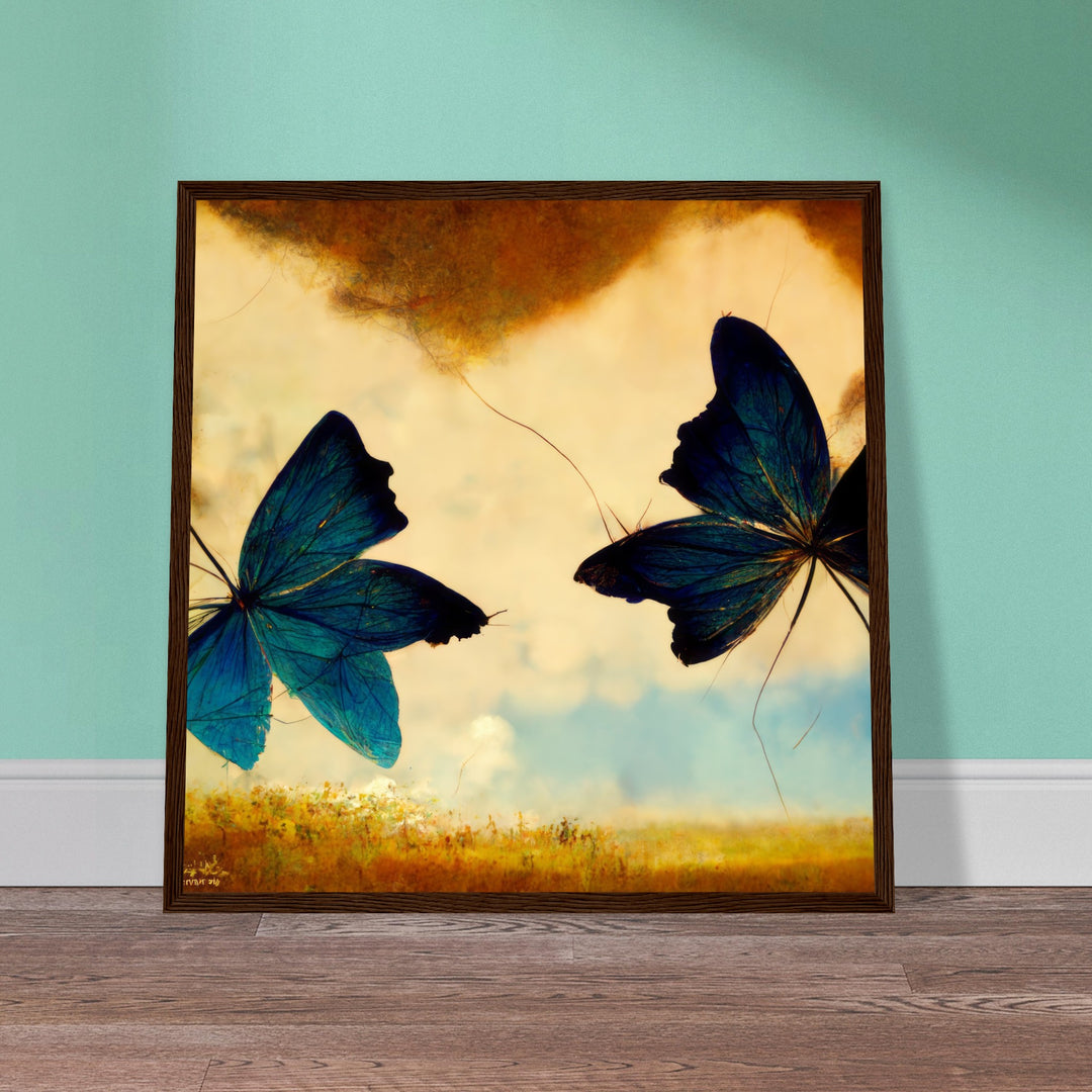 Classic Semi-Glossy Paper Wooden Framed Poster - Dreaming Butterflies III