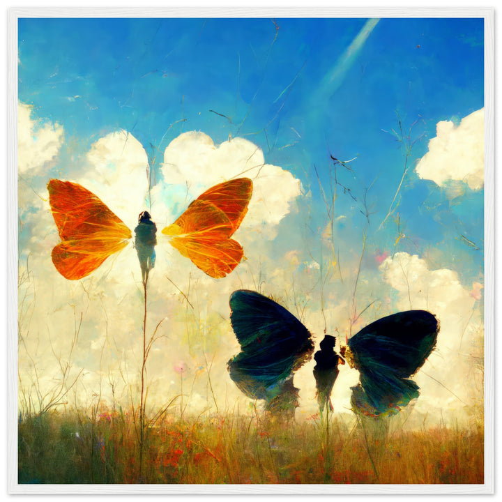 Premium Matte Paper Wooden Framed Poster - Dreaming Butterflies