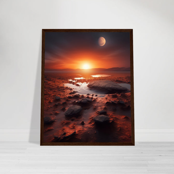 Classic Matte Paper Wooden Framed Poster - Sunset on Mars II