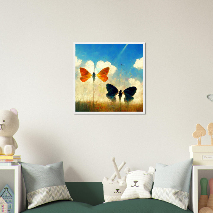 Premium Matte Paper Wooden Framed Poster - Dreaming Butterflies