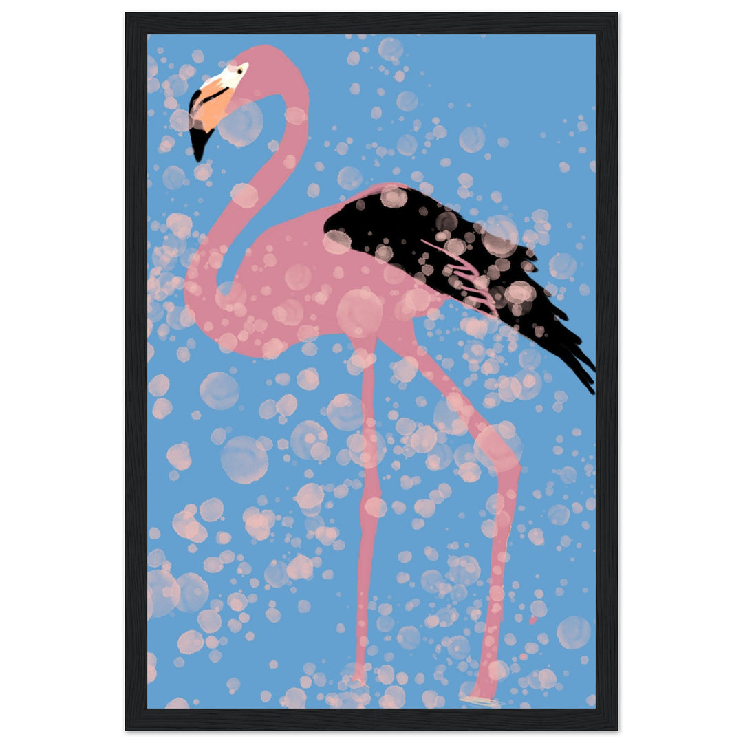 Premium Semi-Glossy Paper Wooden Framed Poster - Pink Flamingo