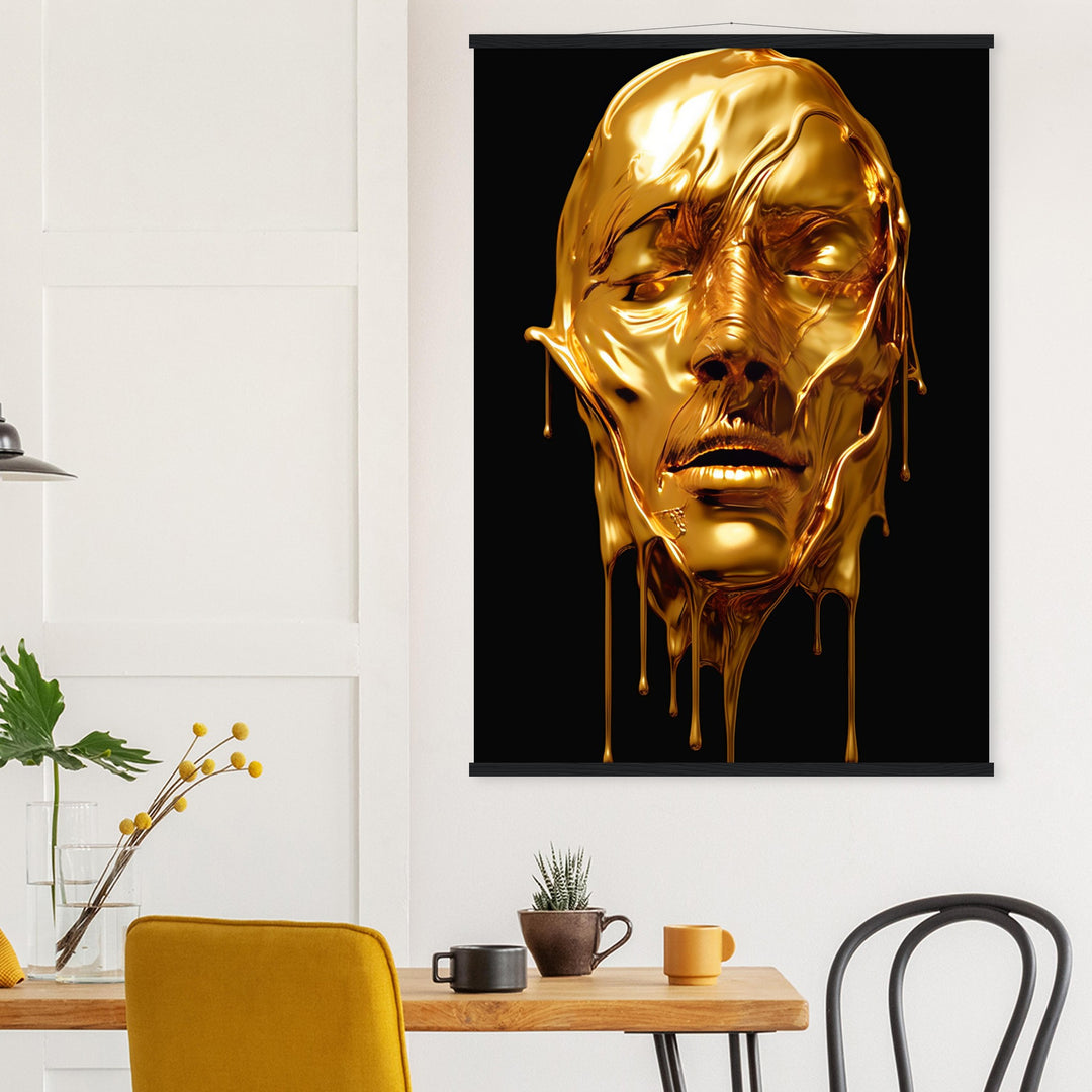 Classic Matte Paper Poster with Hanger - Gold Face Dripping