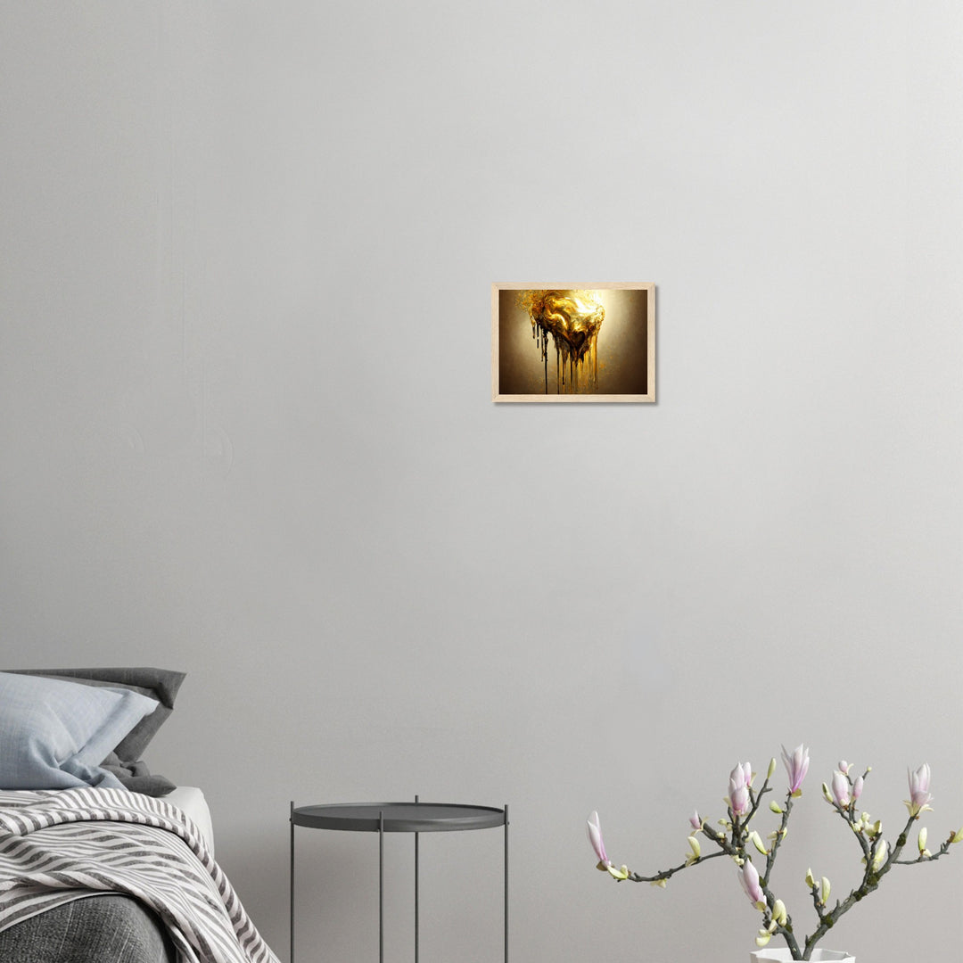 Premium Matte Paper Wooden Framed Poster - Heart of Gold Melted II