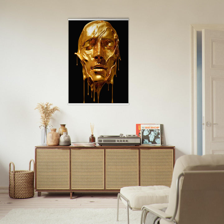 Museum-Quality Matte Paper Poster with Hanger - Gold Face Dripping