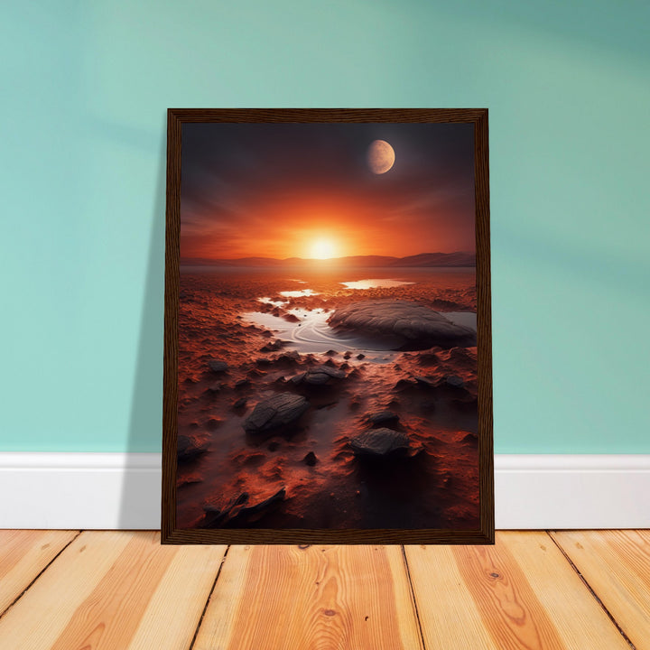 Museum-Quality Matte Paper Wooden Framed Poster - Sunset on Mars II