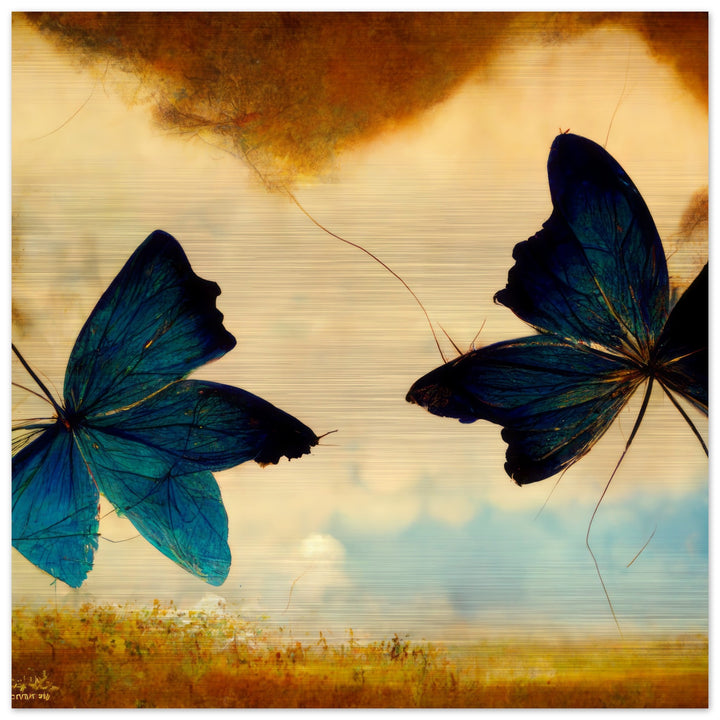 Brushed Aluminium Print - Dreaming Butterflies III