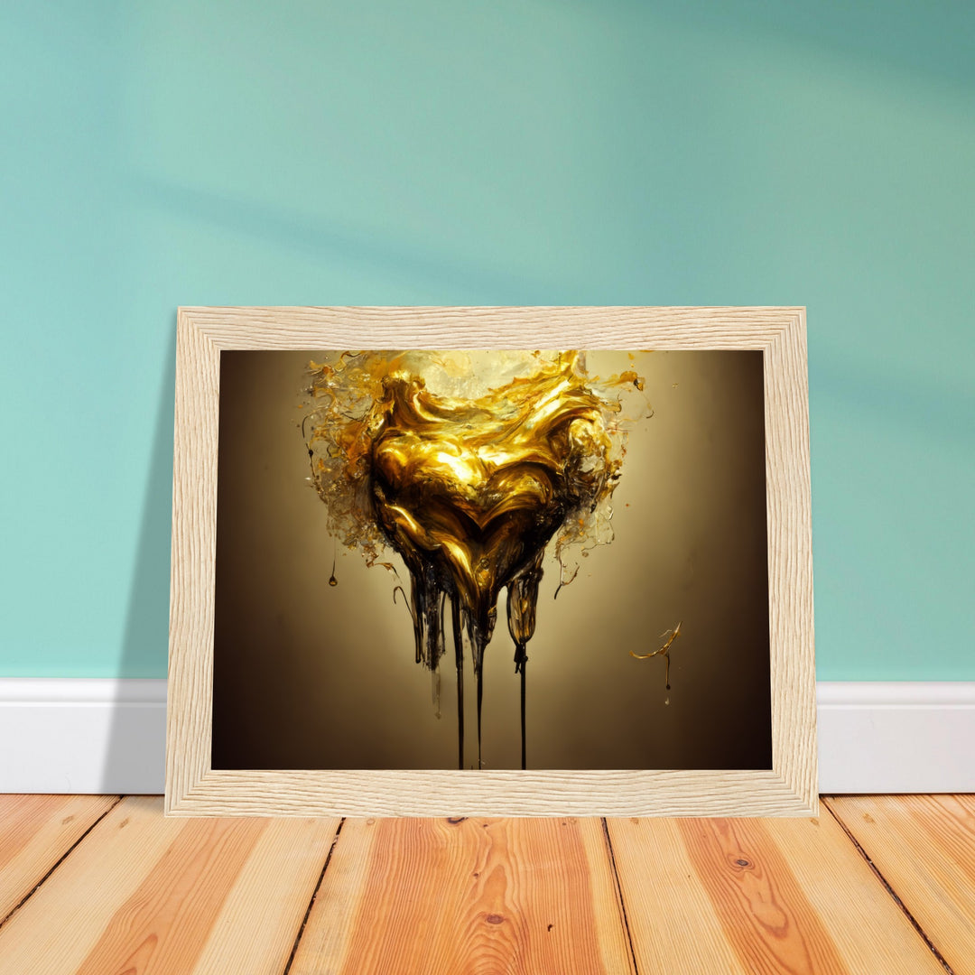 Premium Matte Paper Wooden Framed Poster - Heart of Gold Melted