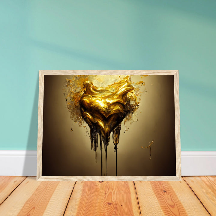 Premium Matte Paper Wooden Framed Poster - Heart of Gold Melted