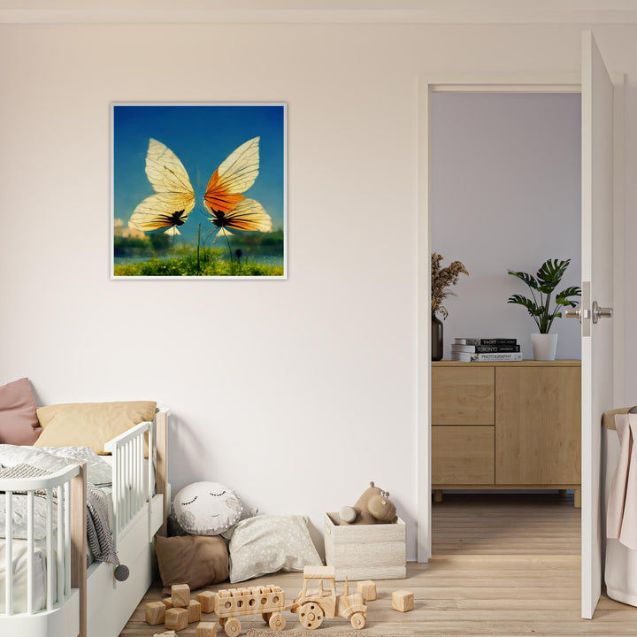 Classic Semi-Glossy Paper Wooden Framed Poster - Dreaming Butterflies II