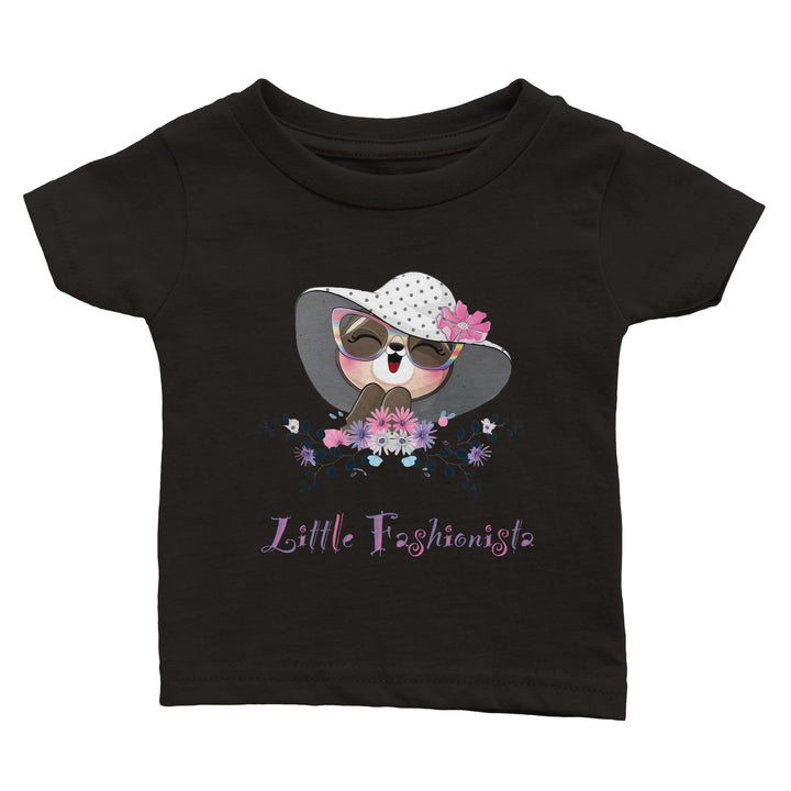 Classic Baby Crewneck T-shirt - Girl "Little Fashionista"