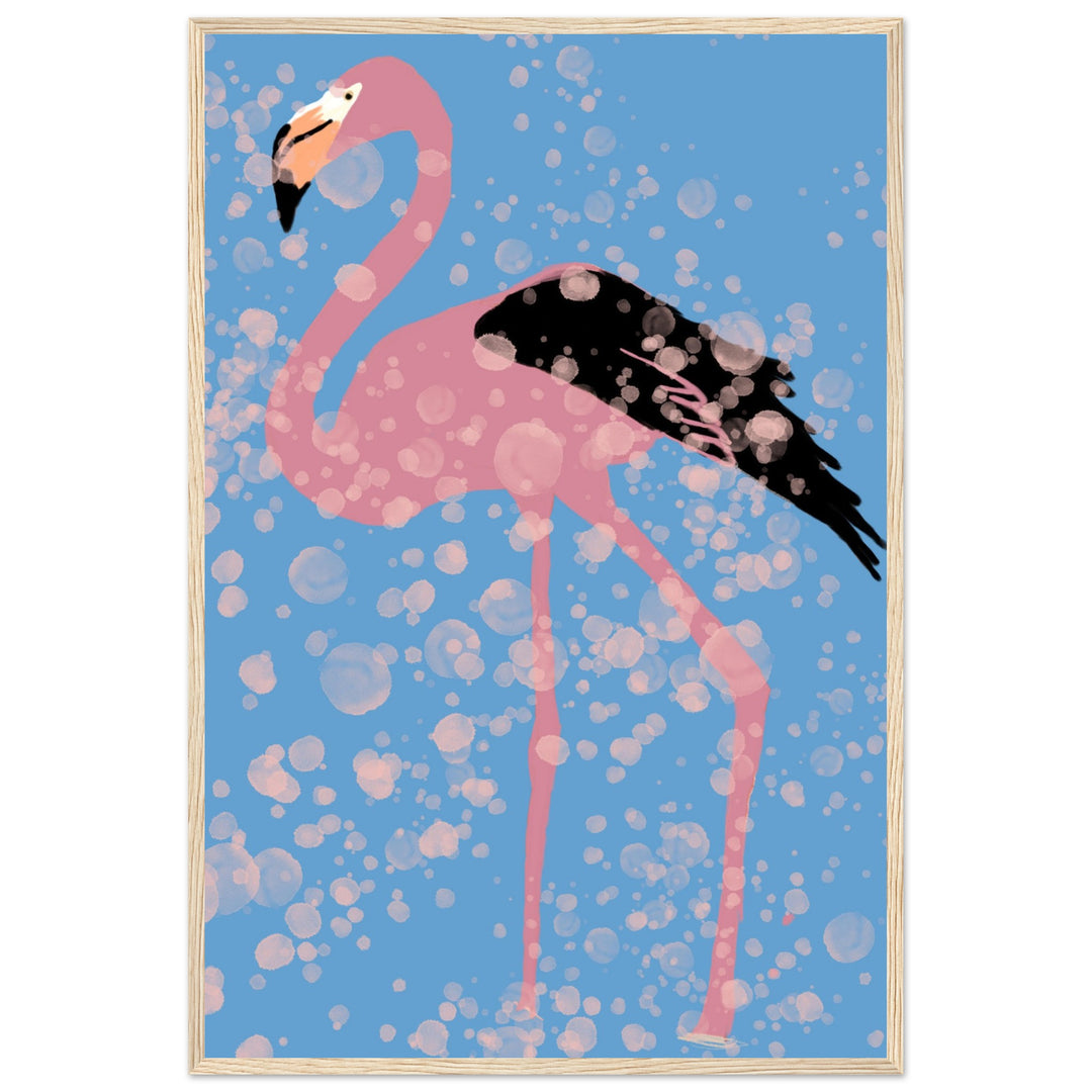 Premium Semi-Glossy Paper Wooden Framed Poster - Pink Flamingo