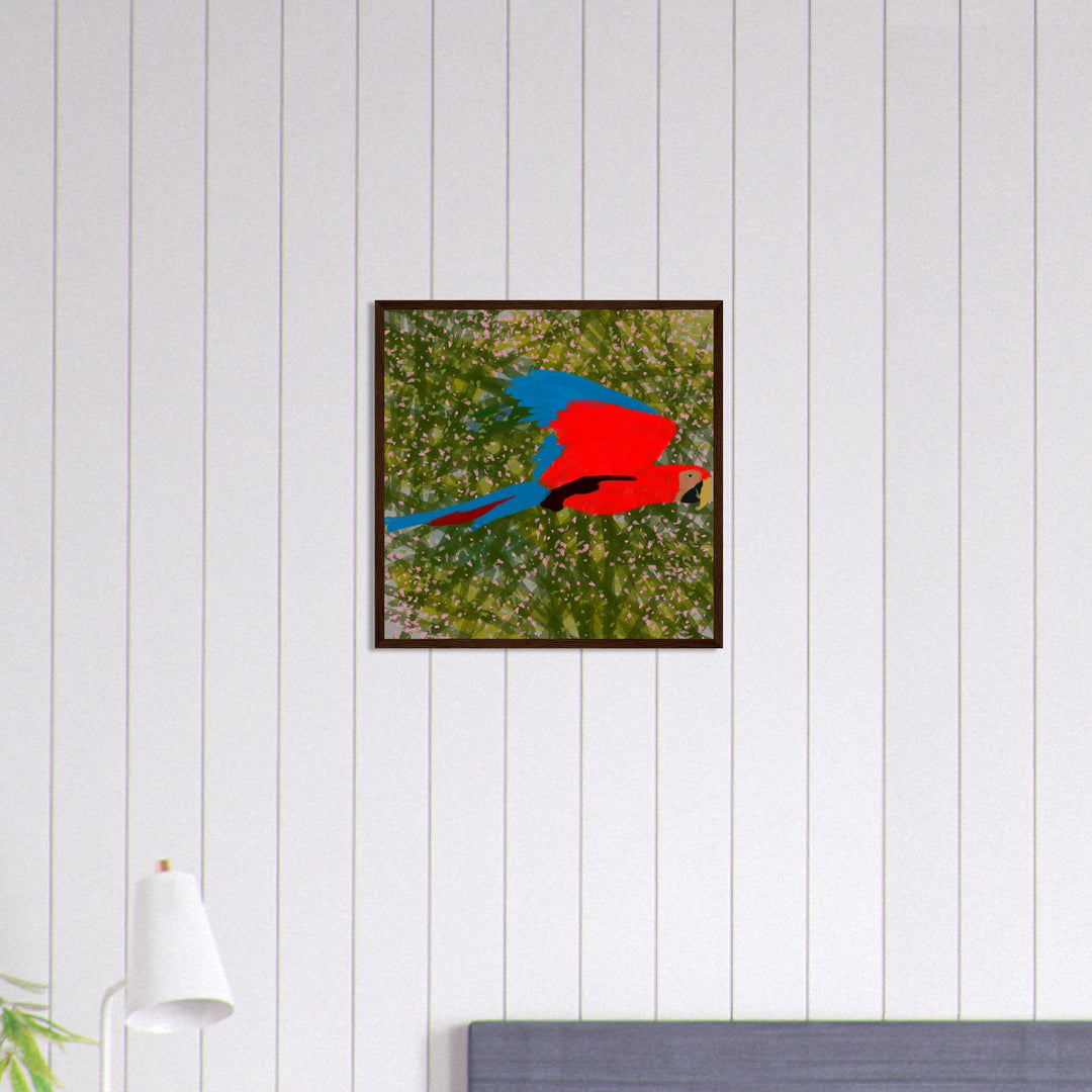 Premium Matte Paper Wooden Framed Poster - Parrot Colourful