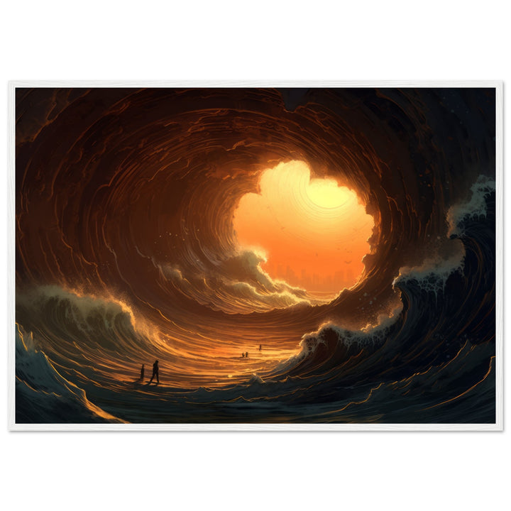 Premium Semi-Glossy Paper Wooden Framed Poster - Abyssal Grotto Wave