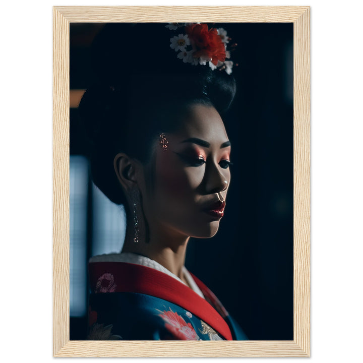 Classic Semi-Glossy Paper Wooden Framed Poster - Geisha's Solitude