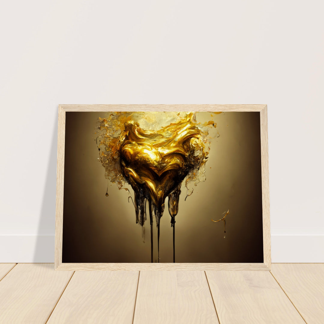 Museum-Quality Matte Paper Wooden Framed Poster - Heart of Gold Melted