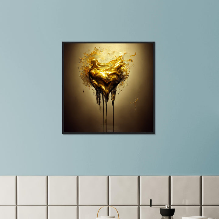 Premium Semi-Glossy Paper Wooden Framed Poster - Heart of Gold Melted