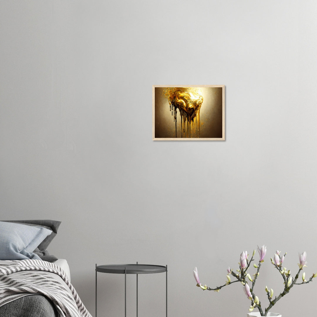 Premium Matte Paper Wooden Framed Poster - Heart of Gold Melted II