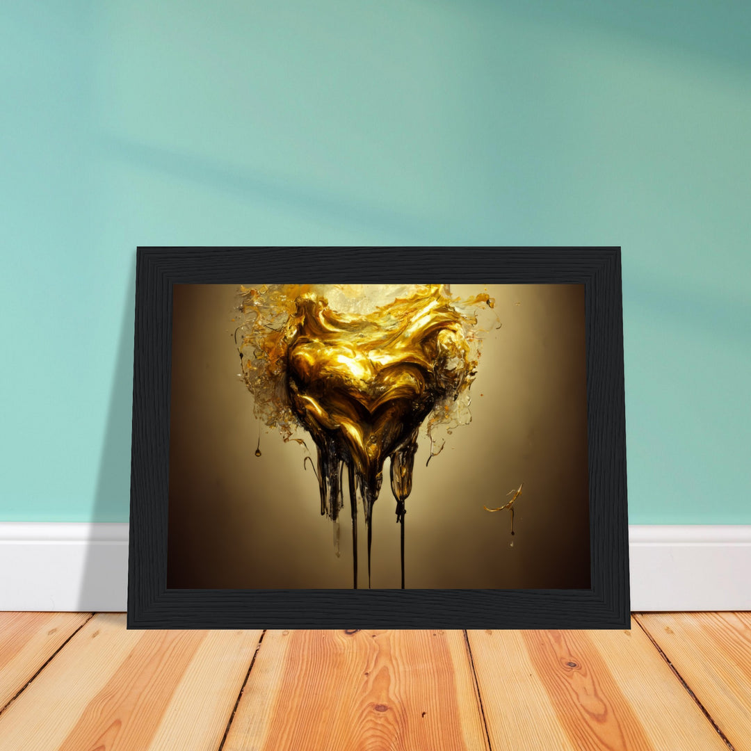 Premium Matte Paper Wooden Framed Poster - Heart of Gold Melted