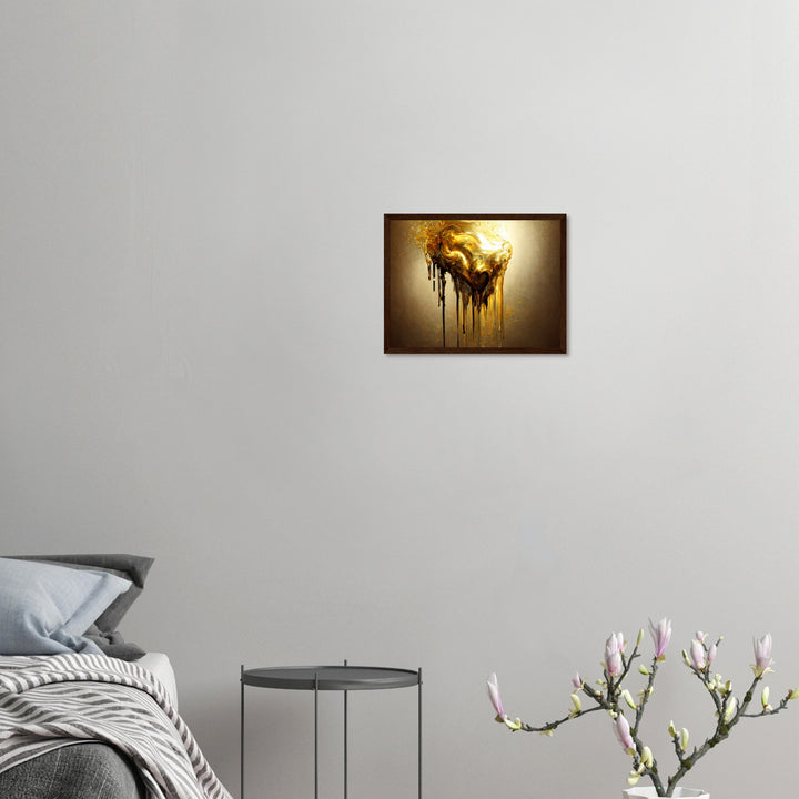 Premium Matte Paper Wooden Framed Poster - Heart of Gold Melted II