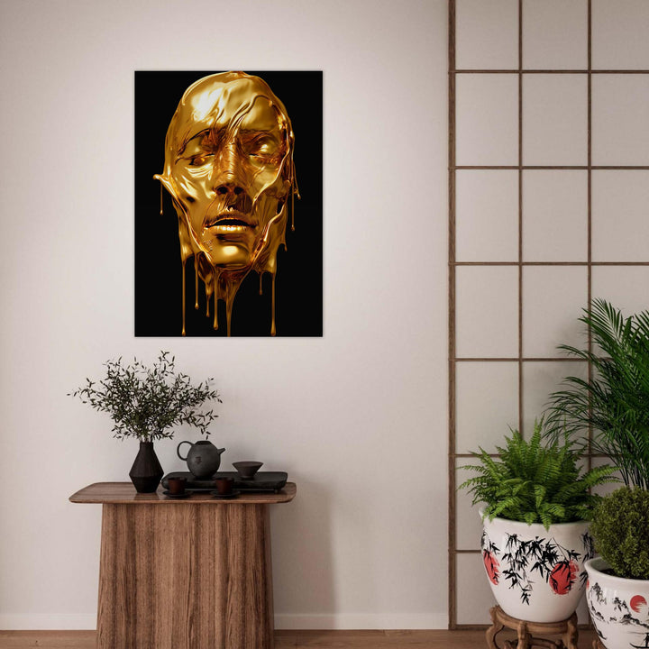 Classic Semi-Glossy Paper Poster - Gold Face Dripping