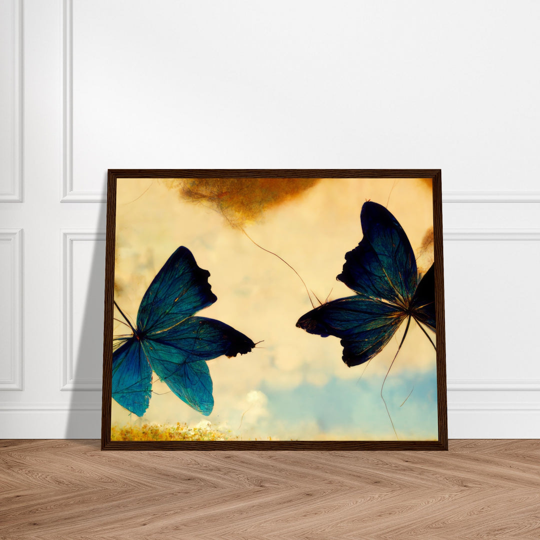 Premium Matte Paper Wooden Framed Poster - Dreaming Butterflies III