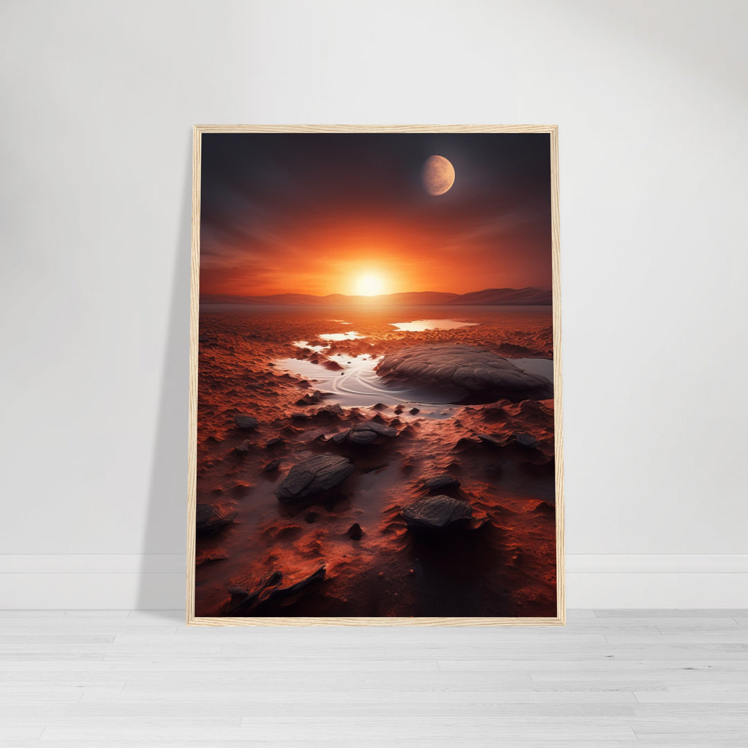 Classic Matte Paper Wooden Framed Poster - Sunset on Mars II